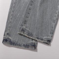 [Hot] 1:1 PURPLE BRΑND Rhinestone Straight Denim Jeans