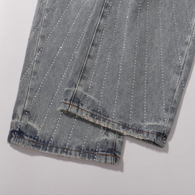 [Hot] 1:1 PURPLE BRΑND Rhinestone Straight Denim Jeans