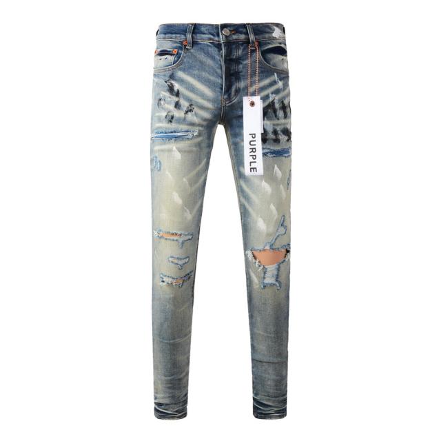 1:1 PURPLE BRΑND Rust Wash Splatter Distressed Skinny Fits Jeans