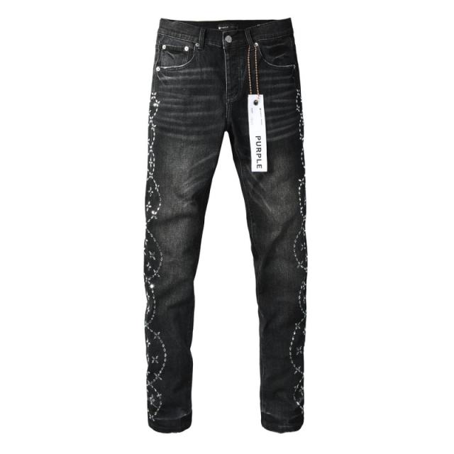 1:1 PURPLE BRΑND Rhinestone Black Jeans