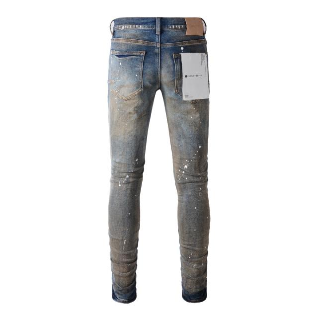 1:1 PURPLE BRΑND Rust Wash Splatter Distressed Skinny Fits Jeans
