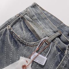 [Hot] 1:1 PURPLE BRΑND Rhinestone Straight Denim Jeans