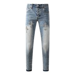 1:1 PURPLE BRΑND Rhinestone Skinny Fits Denim Jeans