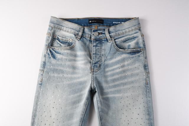 1:1 PURPLE BRΑND Rhinestone Cut Gray Skinny Fits Jeans