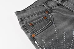1:1 PURPLE BRΑND Rhinestone Gray Skinny Fits Jeans