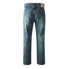[Hot] 1:1 PURPLE BRΑND Rhinestone Straight Denim Jeans