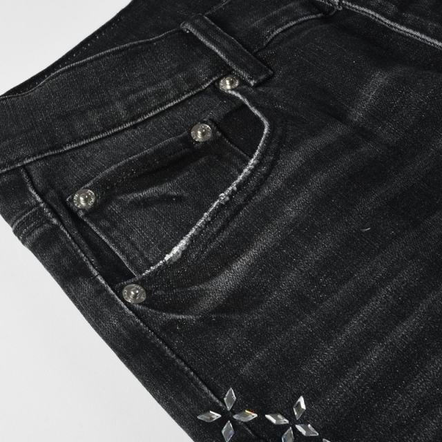 1:1 PURPLE BRΑND Rhinestone Black Jeans