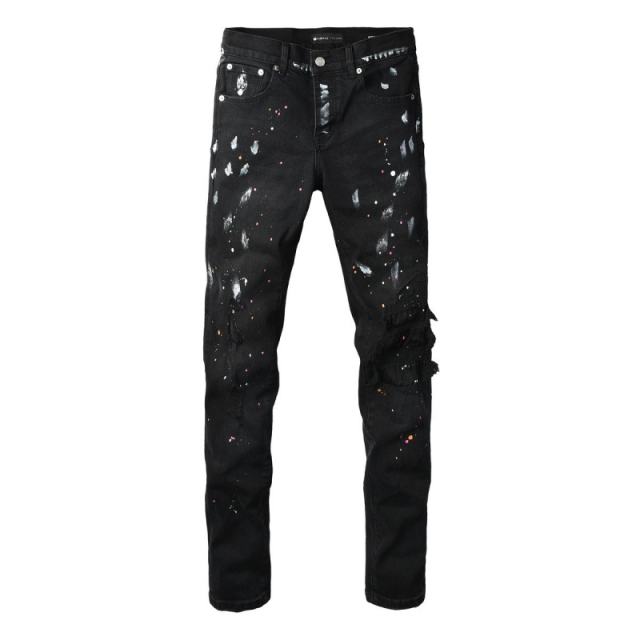 1:1 PURPLE BRΑND Splatter Ink Denim Jeans