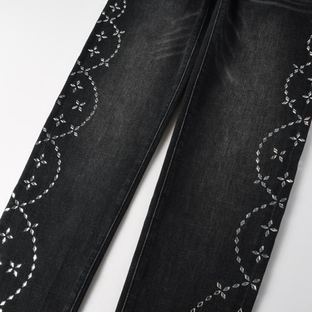 1:1 PURPLE BRΑND Rhinestone Black Jeans