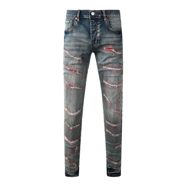 1:1 PURPLE BRΑND Distressed Stitch Skinny Fits Jeans