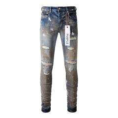 1:1 PURPLE BRΑND Rust Wash Splatter Distressed Skinny Fits Jeans