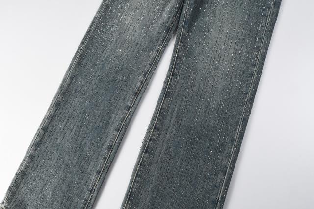[Hot] 1:1 PURPLE BRΑND Rhinestone Straight Denim Jeans