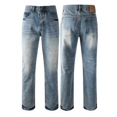 [Hot] 1:1 PURPLE BRΑND Rhinestone Straight Denim Jeans