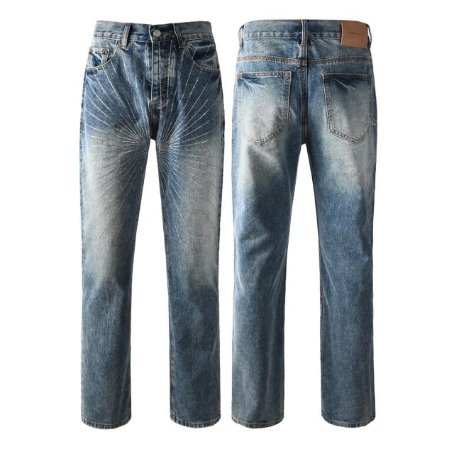[Hot] 1:1 PURPLE BRΑND Rhinestone Straight Denim Jeans