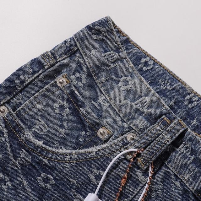 1:1 PURPLE BRΑND Monogram Straight Denim Jeans