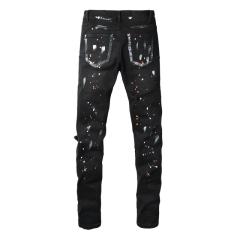 1:1 PURPLE BRΑND Splatter Ink Denim Jeans