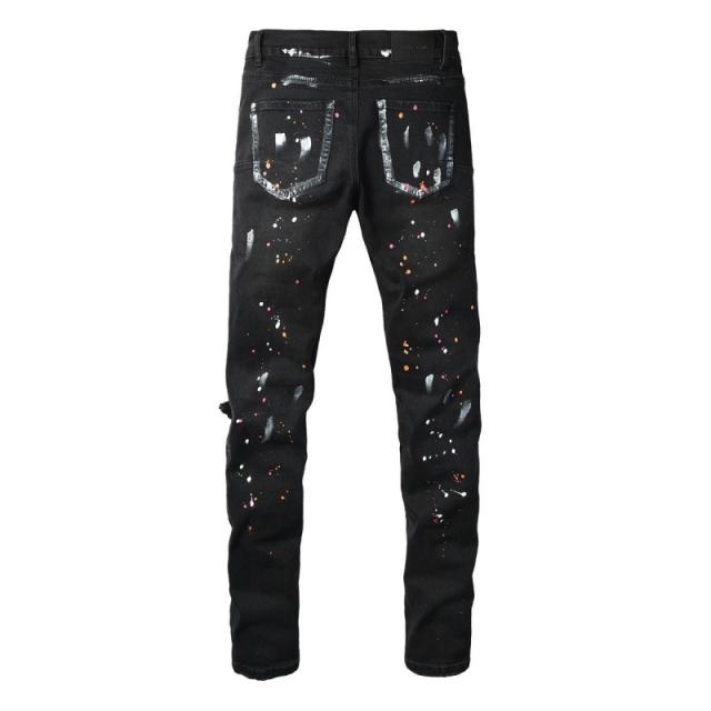 1:1 PURPLE BRΑND Splatter Ink Denim Jeans