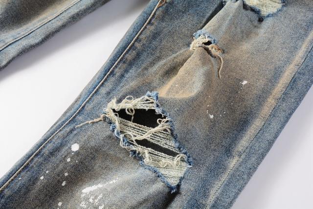 1:1 PURPLE BRΑND Rust Wash Splatter Distressed Skinny Fits Jeans