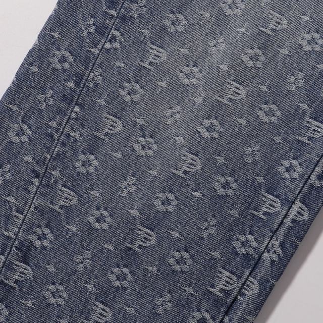 1:1 PURPLE BRΑND Monogram Straight Denim Jeans