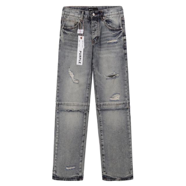 1:1 PURPLE BRΑND Patchwork Straight Denim Jeans