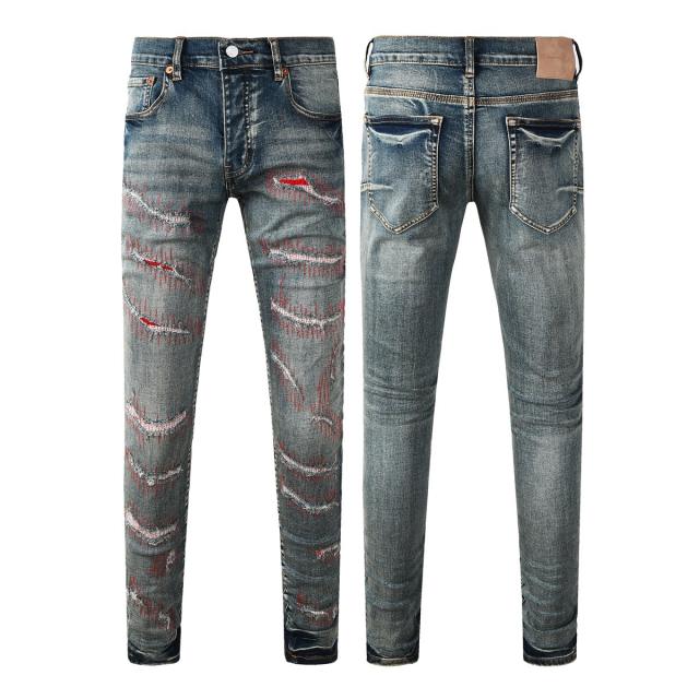 1:1 PURPLE BRΑND Distressed Stitch Skinny Fits Jeans