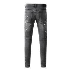 1:1 PURPLE BRΑND Rhinestone Gray Skinny Fits Jeans