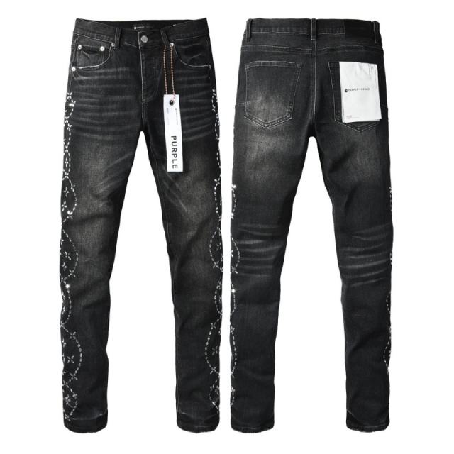 1:1 PURPLE BRΑND Rhinestone Black Jeans