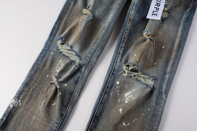 1:1 PURPLE BRΑND Rust Wash Splatter Distressed Skinny Fits Jeans