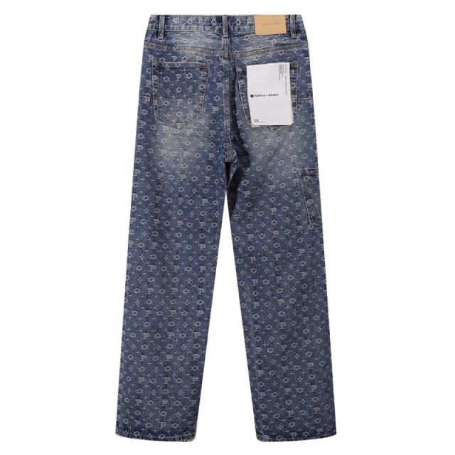 1:1 PURPLE BRΑND Monogram Straight Denim Jeans