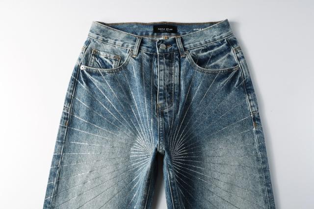[Hot] 1:1 PURPLE BRΑND Rhinestone Straight Denim Jeans