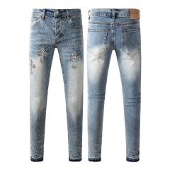 1:1 PURPLE BRΑND Rhinestone Skinny Fits Denim Jeans