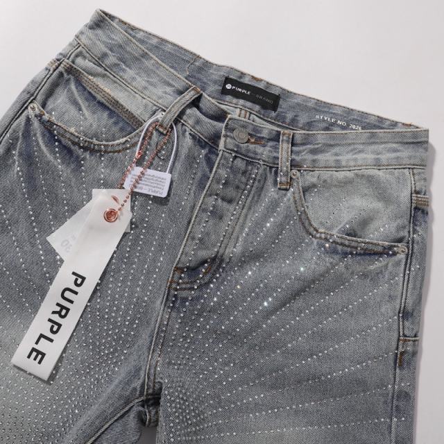 [Hot] 1:1 PURPLE BRΑND Rhinestone Straight Denim Jeans