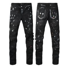 1:1 PURPLE BRΑND Splatter Ink Denim Jeans