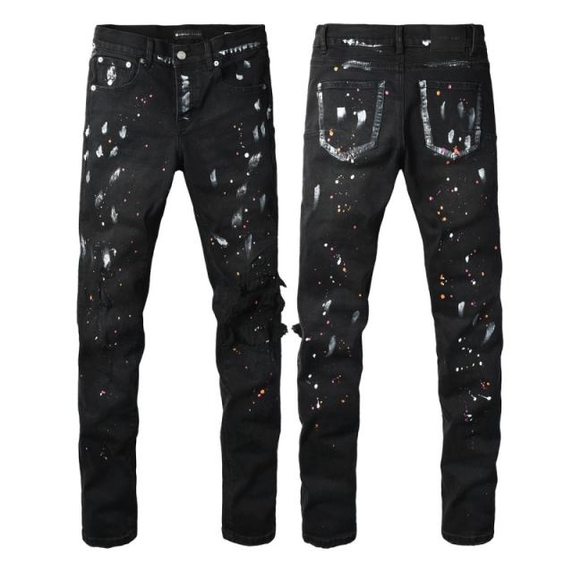1:1 PURPLE BRΑND Splatter Ink Denim Jeans