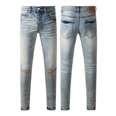 1:1 PURPLE BRΑND Rhinestone Cut Gray Skinny Fits Jeans