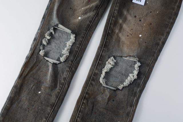 1:1 PURPLE BRΑND rUST Wash Splatter Distressed Skinny Fits Jeans