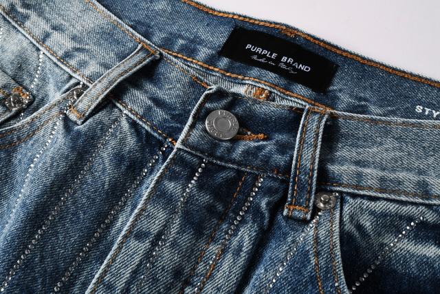 [Hot] 1:1 PURPLE BRΑND Rhinestone Straight Denim Jeans