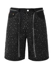 [Best Quality]1:1 PURPLE BRΑND Radial Rhinestone Denim Shorts
