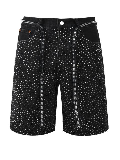 [Best Quality]1:1 PURPLE BRΑND Radial Rhinestone Denim Shorts