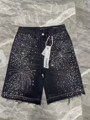 [Best Quality]1:1 PURPLE BRΑND Rhinestone Denim Shorts