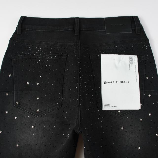 1:1 Quality PURPLE BRΑND Rhinestone Black Shorts