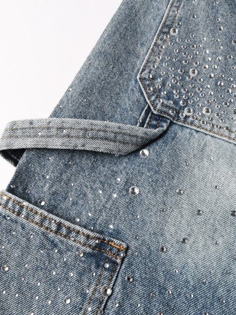 [Best Quality]1:1 PURPLE BRΑND Radial Rhinestone Denim Shorts