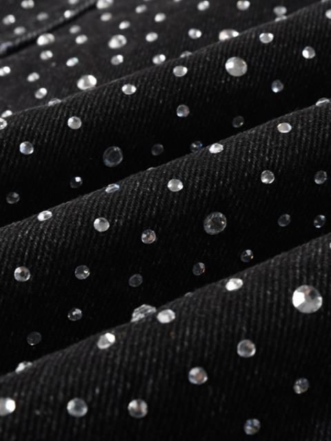 [Best Quality]1:1 PURPLE BRΑND Radial Rhinestone Denim Shorts