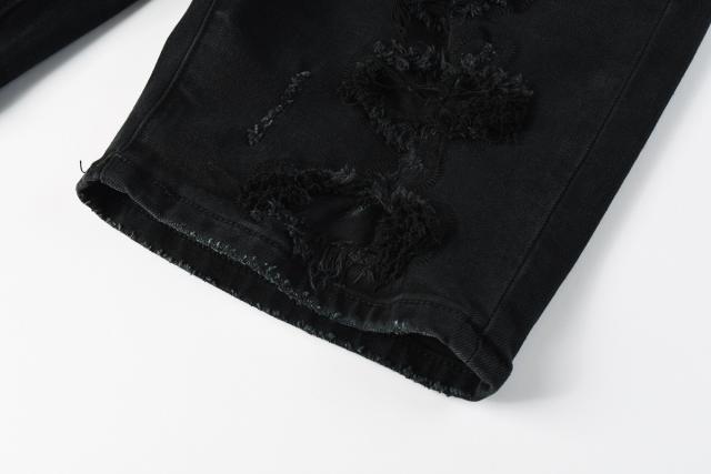 1:1 Quality PURPLE BRΑND Fringe Black Shorts