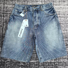 [Best Quality]1:1 PURPLE BRΑND Rhinestone Denim Shorts