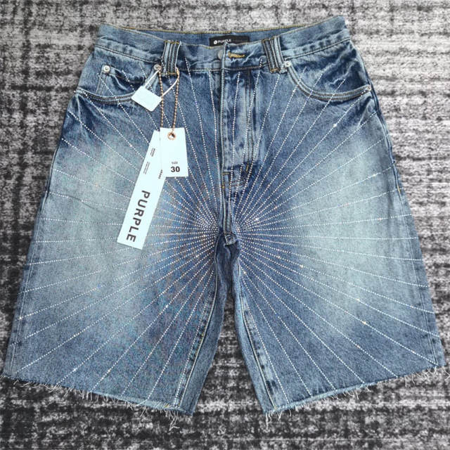 [Best Quality]1:1 PURPLE BRΑND Rhinestone Denim Shorts