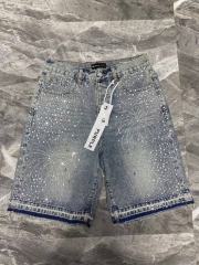 [Best Quality]1:1 PURPLE BRΑND Rhinestone Denim Shorts