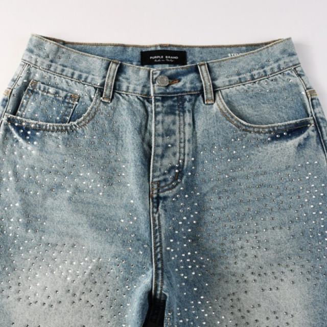 1:1 Quality PURPLE BRΑND Rhinestone Denim Shorts