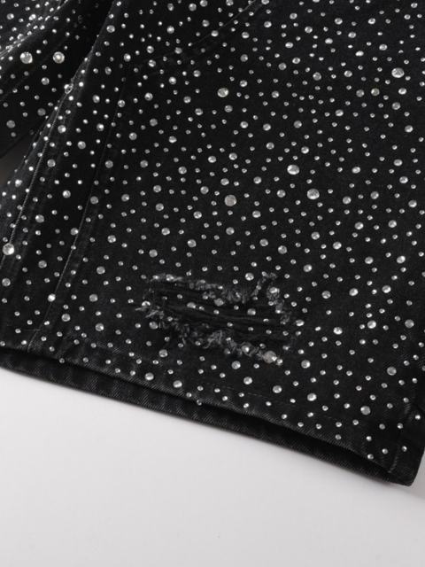 [Best Quality]1:1 PURPLE BRΑND Rhinestone Denim Shorts