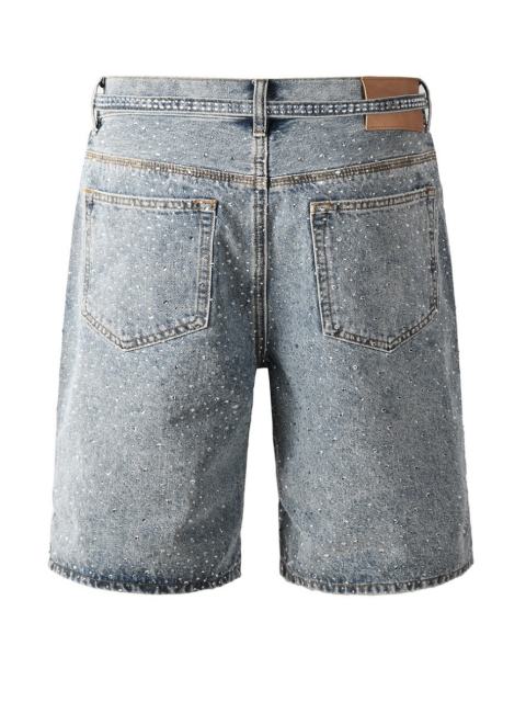 [Best Quality]1:1 PURPLE BRΑND Radial Rhinestone Denim Shorts